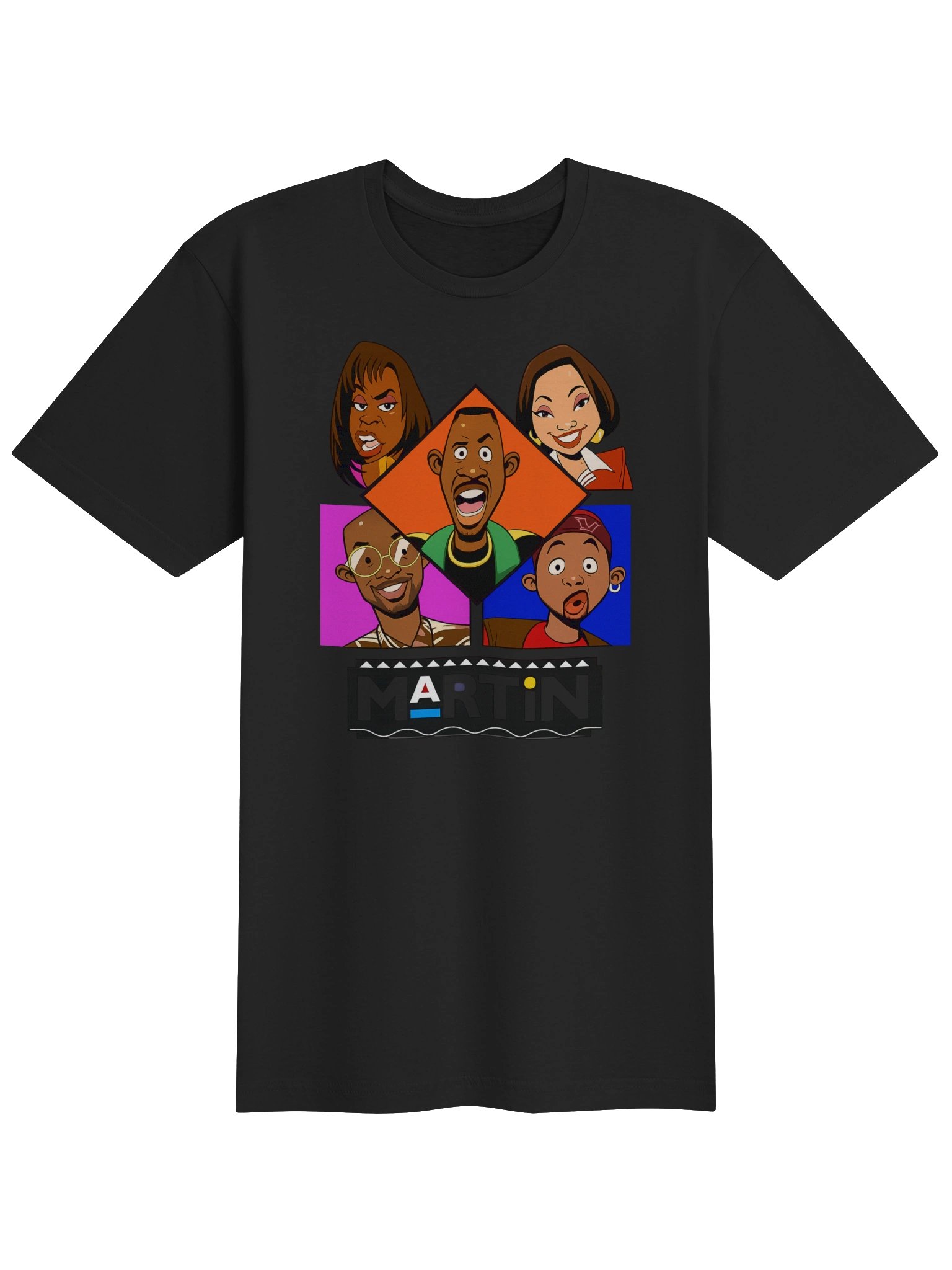 Martin TV Show Cartoon Logo Men's Black Navy T-Shirt product image (7)
