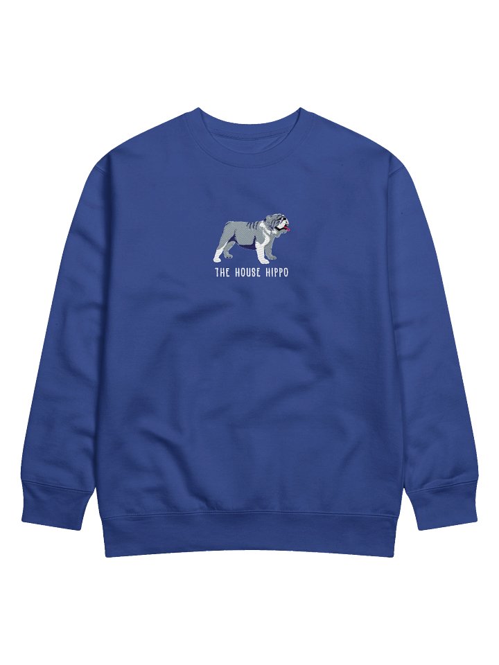 The House Hippo Sweatshirt (Embroidered) of an English Bulldog(Blue & White) product image (15)