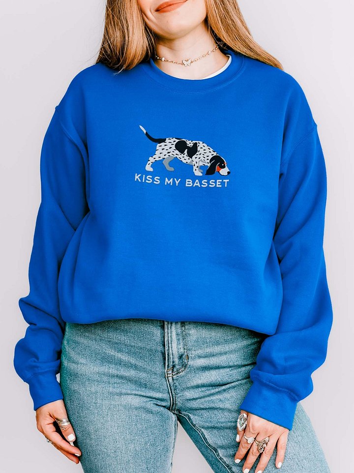 Kiss My Basset Sweatshirt (Embroidered) of a Basset Bleu de Gascogne(Tricolor) product image (1)
