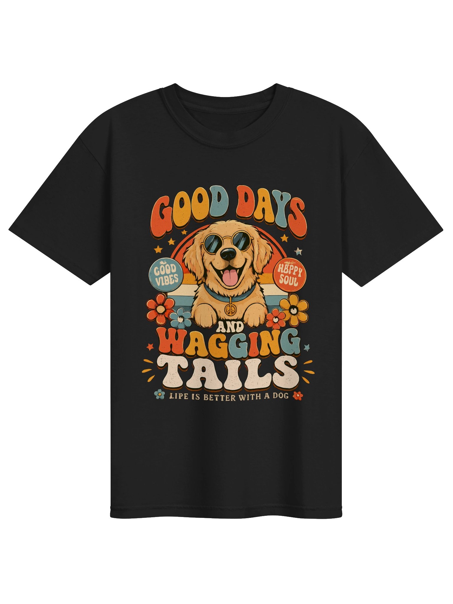 Good vibes with a golden retriever tees product image (1)