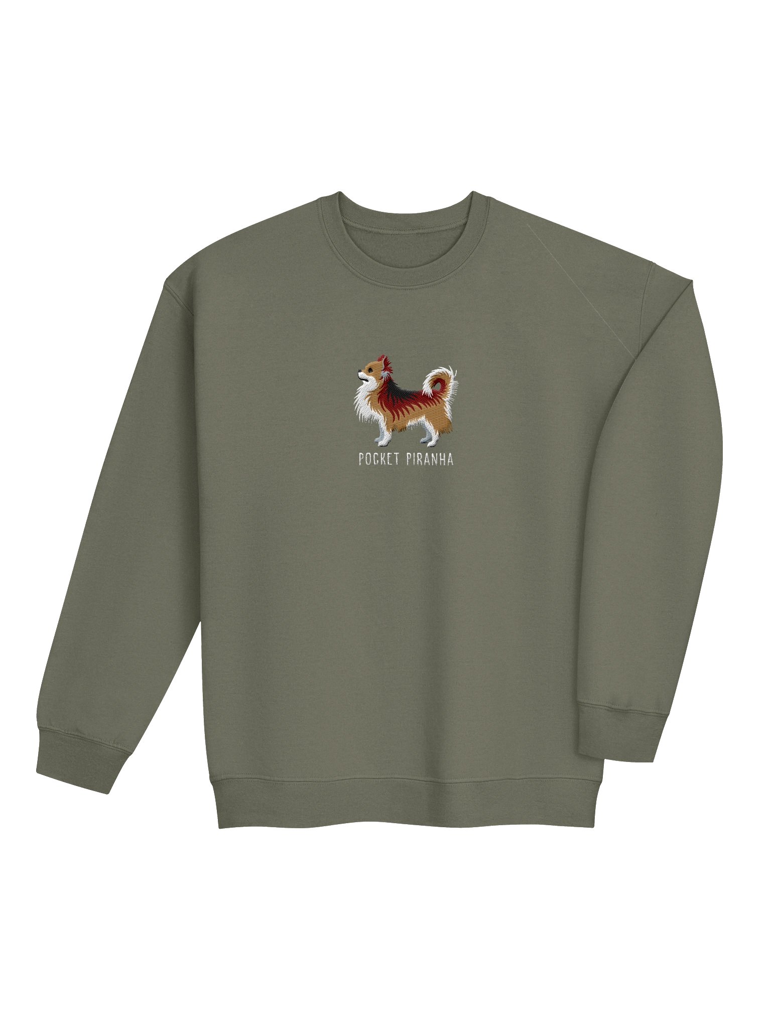 Pocket Piranha Sweatshirt (Embroidered) of a Longhaired Chihuahua(Sable) product image (7)