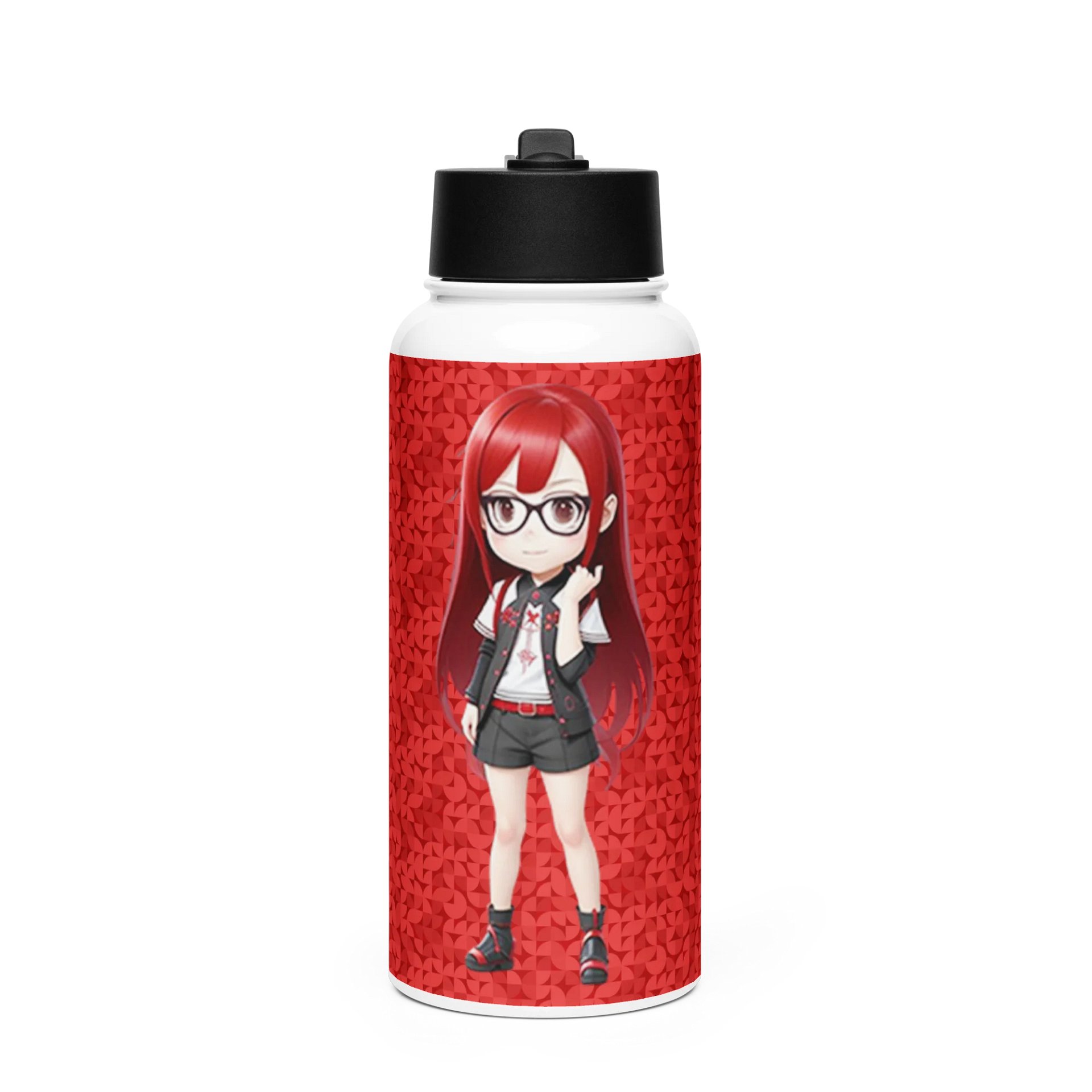 (RED CHIBI) K Stainless Steel Water Bottle with a Straw Lid product image (1)