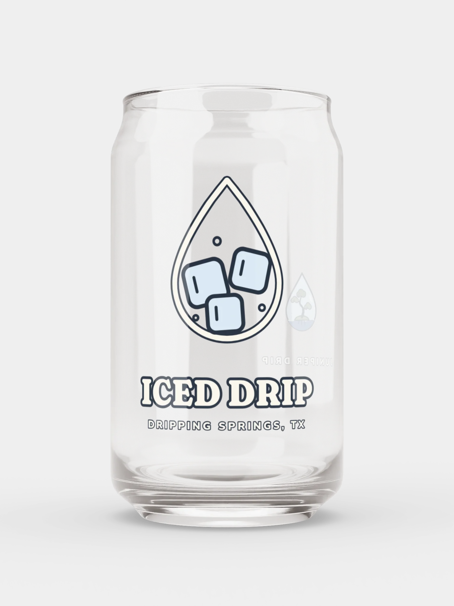 Iced Drip Glass: a water droplet full of ice cubes