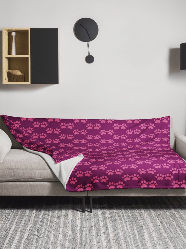 All Around Pink Paw Prints Throw Blanket product image (5)