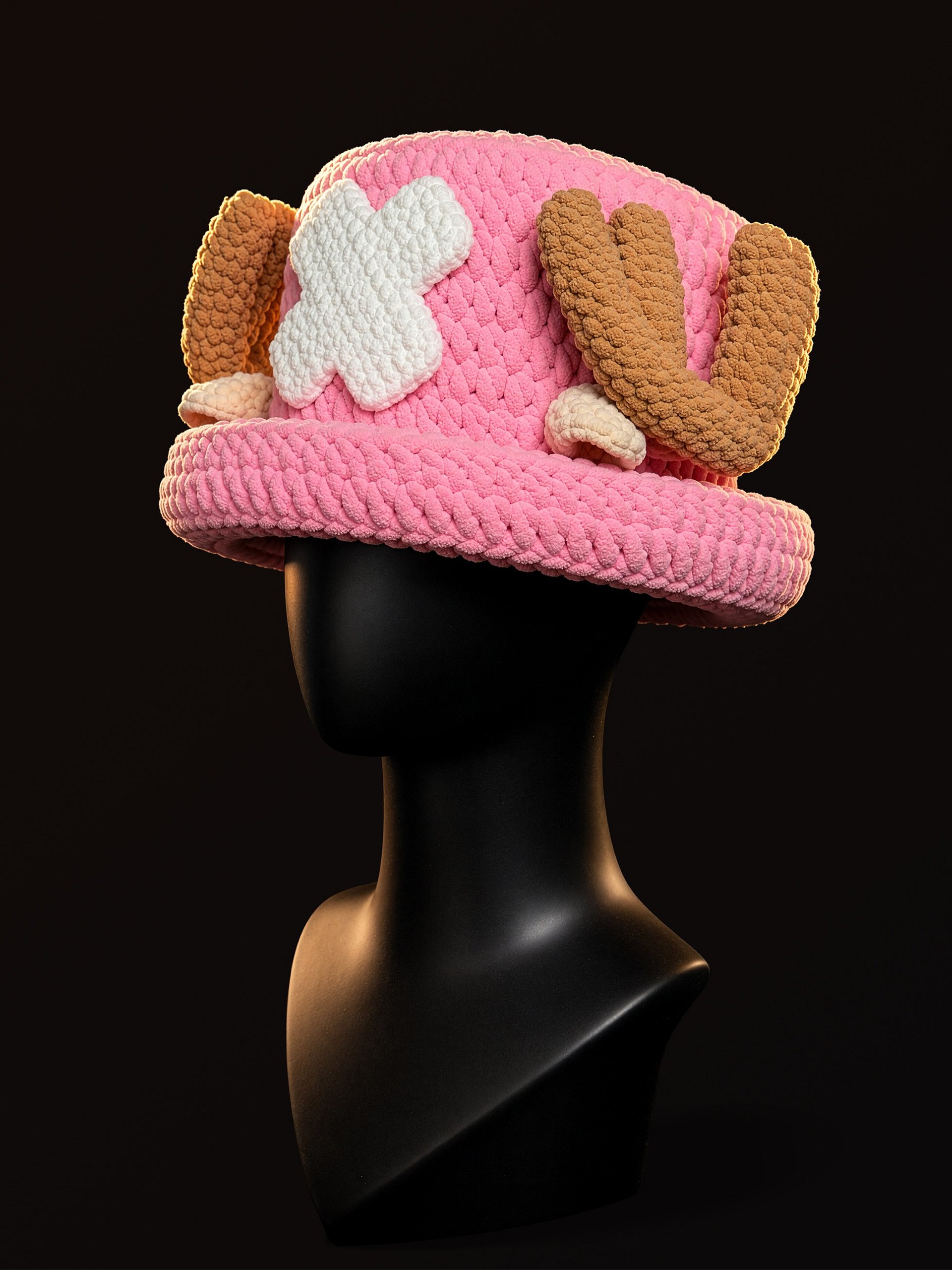 Crochet Plush Hat, Reindeer Doctor Pirate Inspired Beanie product image (3)