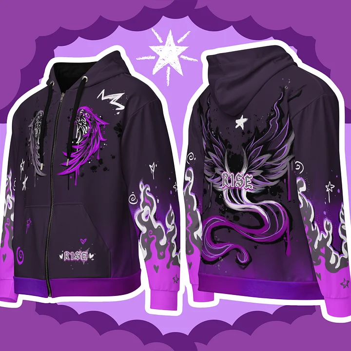 RISE Collection: Subtle Asexual Pride Phoenix Zip Hoodie - GRAY product image (1)