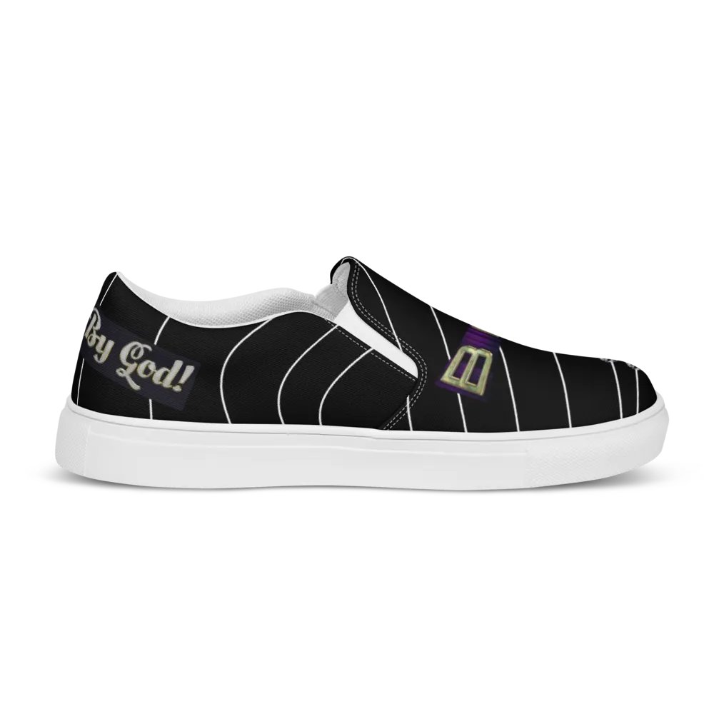 BBG Black Pinstripe Men's Diamond Cross Slip Ons product image (11)