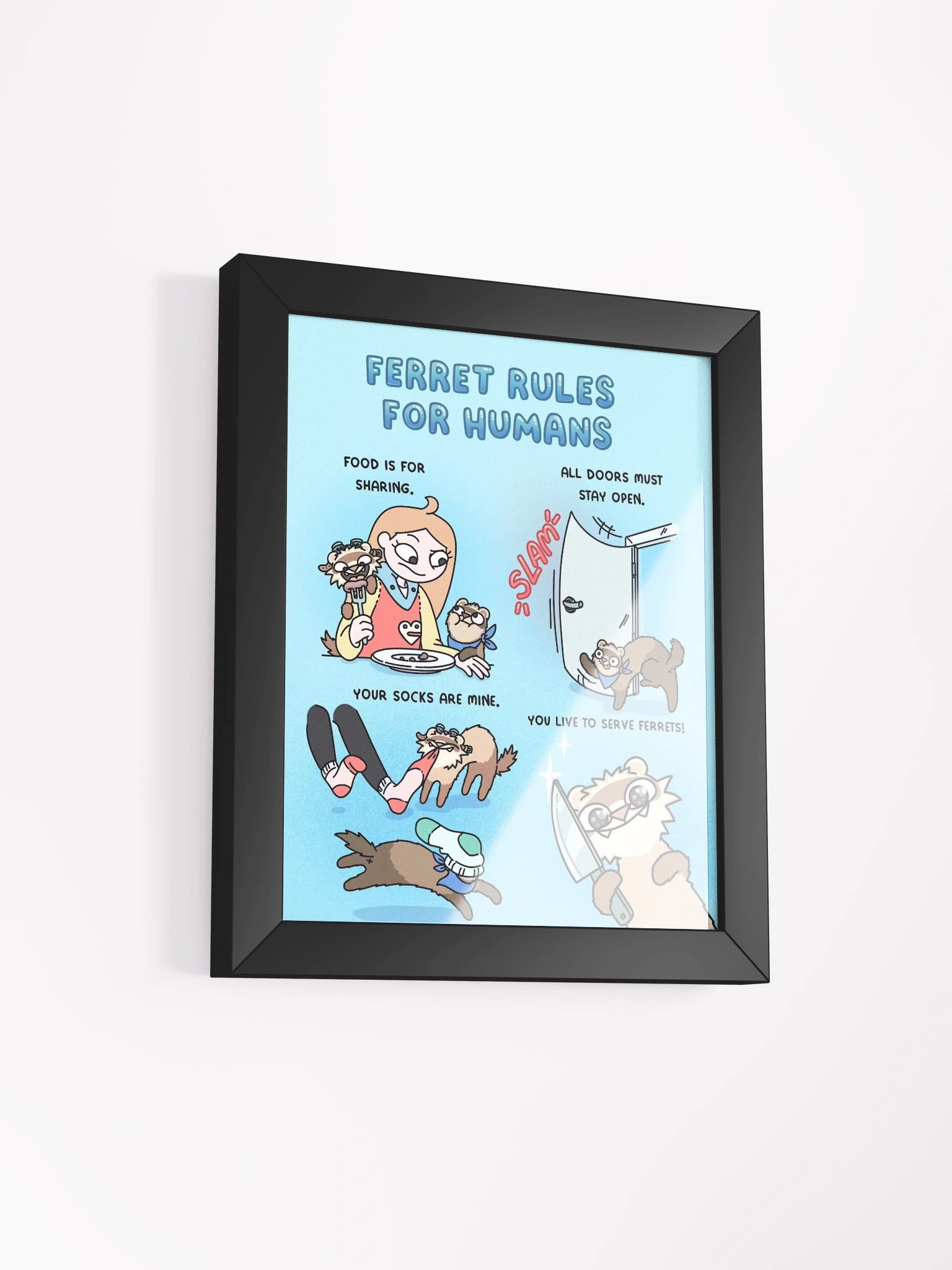 Ferret Rules for Humans | Framed Print product image (5)