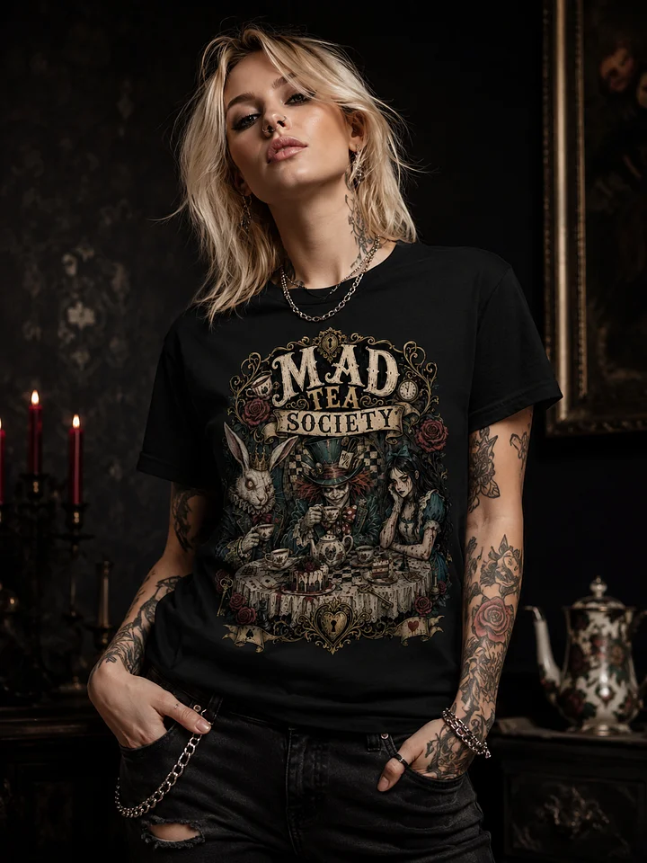 Mad Tea Society Gothic Horror T-Shirt | Dark Tea Party Graphic Tee product image (1)