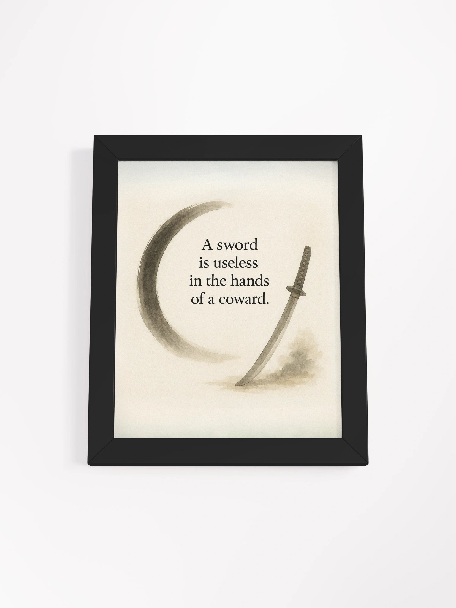 "A Sword Is Useless in the Hands of a Coward" — Nichiren Buddhism Wall Art for Courage and Faith product image (1)