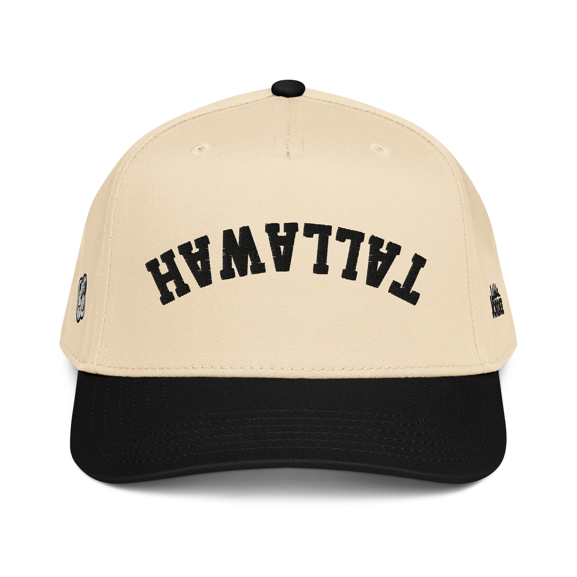 "likkle but TALLAWAH" Two Tone Baseball Cap in Black/Natural product image (1)