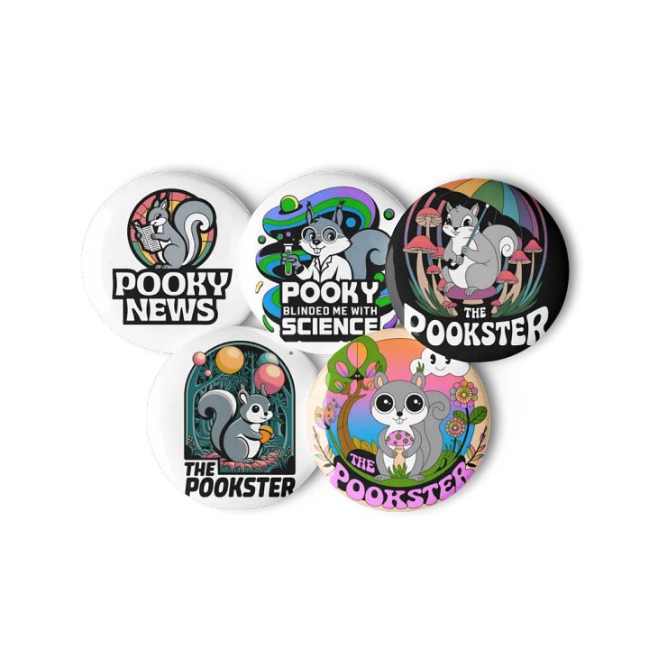 Original Pooky Artwork Buttons: Set of Five -N product image (3)