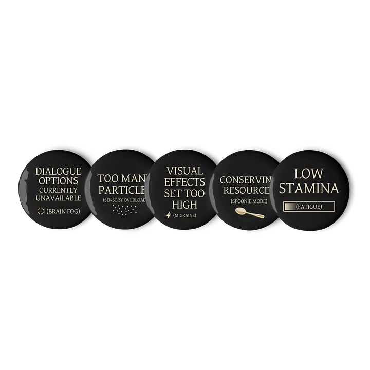 Spoonie Status Pin Set | Chronic Illness Communication Buttons Set of 5 product image (2)
