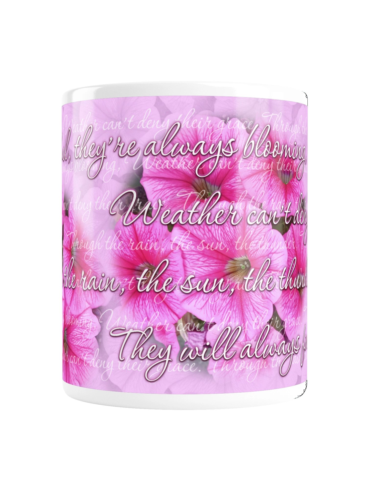 Uplifting Pink Petunia Mug with a Little Poem product image (2)