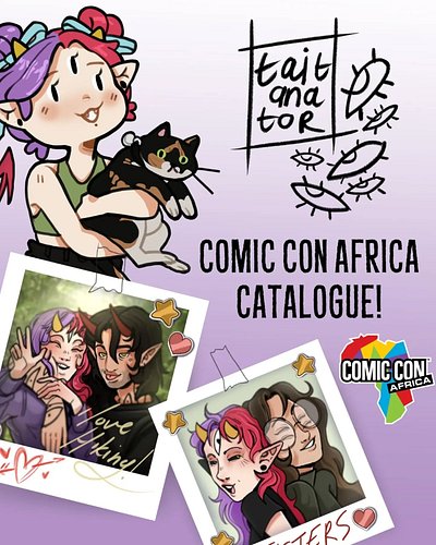 Me @comicconafrica  artist alley catalogue! Some new prints, stickers and buttons to show! I will also be announcing two very...
