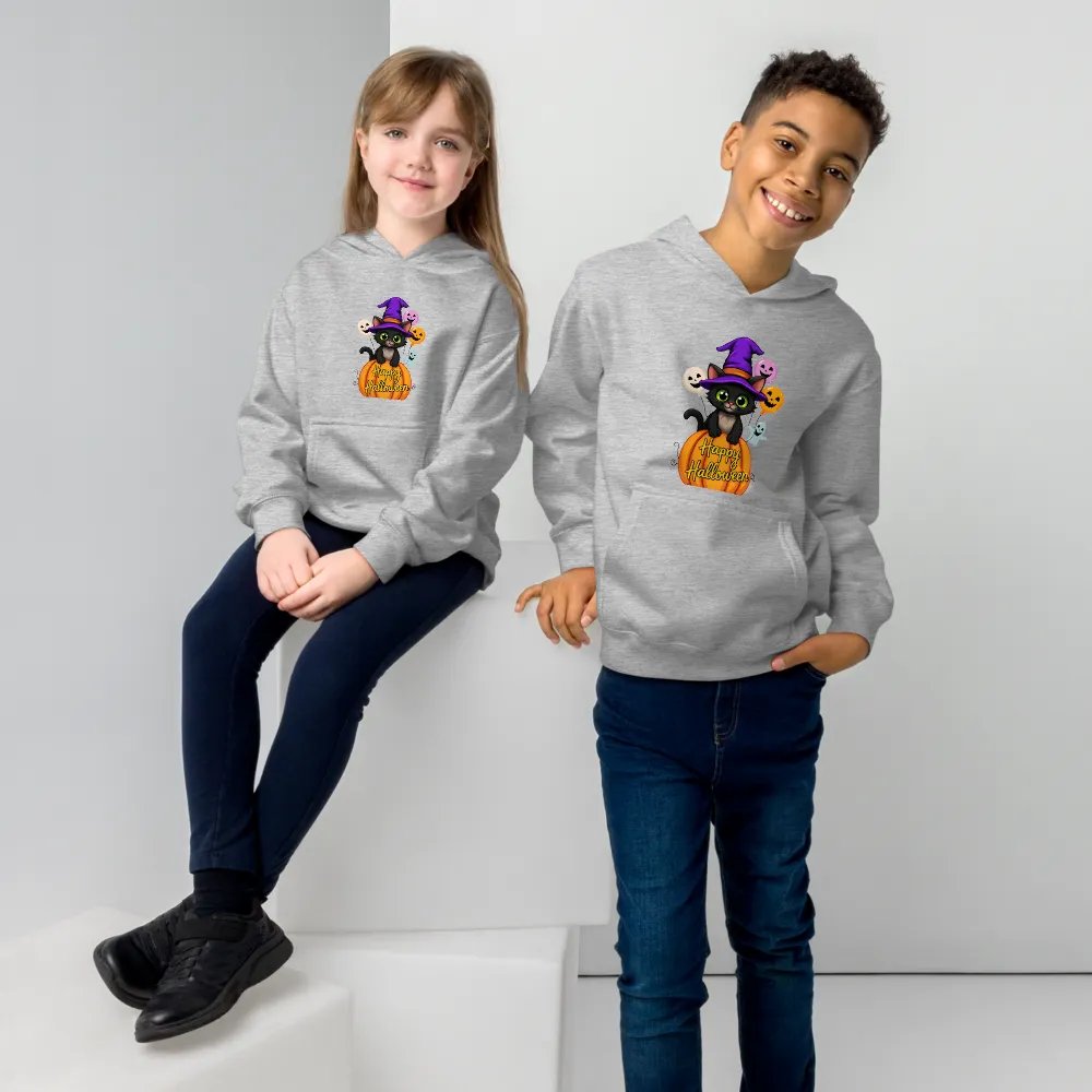 Witchy Sitting Pumpkin Cat Youth Pullover Fleece product image (34)