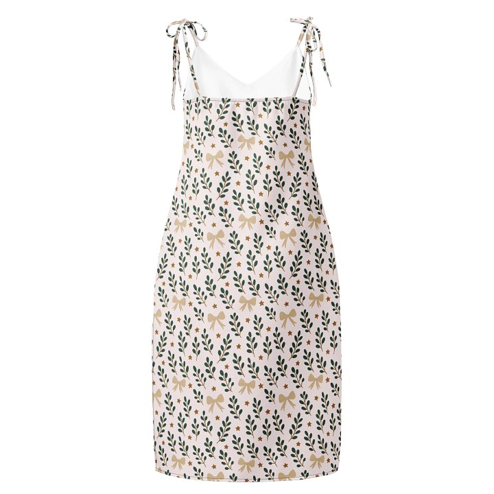 All-Over botanical ribbons & stars Christmas dlip dress. Elegant full print festive fashion product image (2)