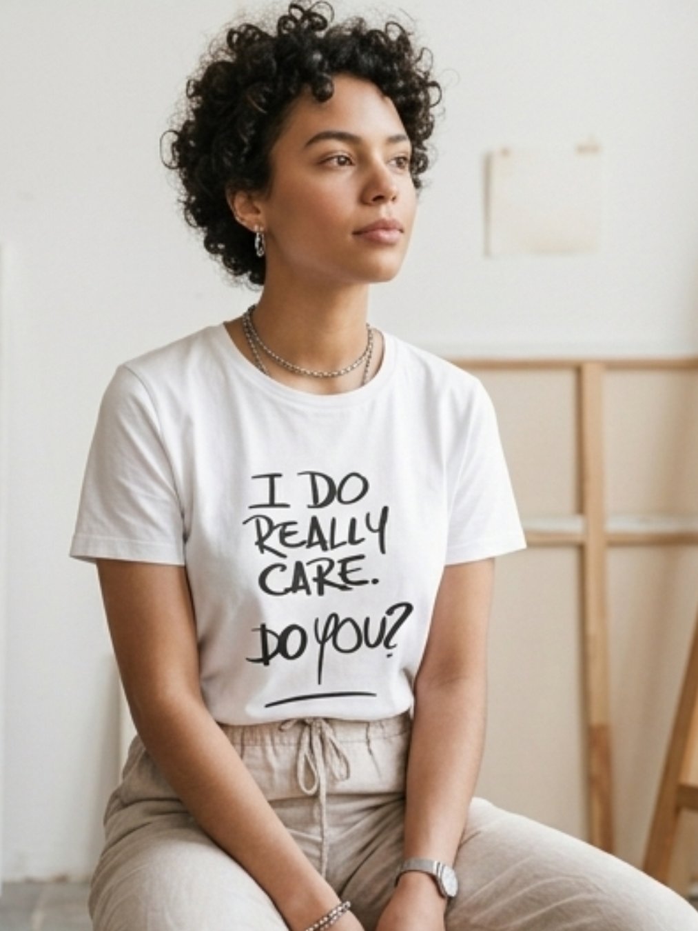 I Do Really Care Do You? T-Shirt | Handwritten Script Quote Tee product image (3)