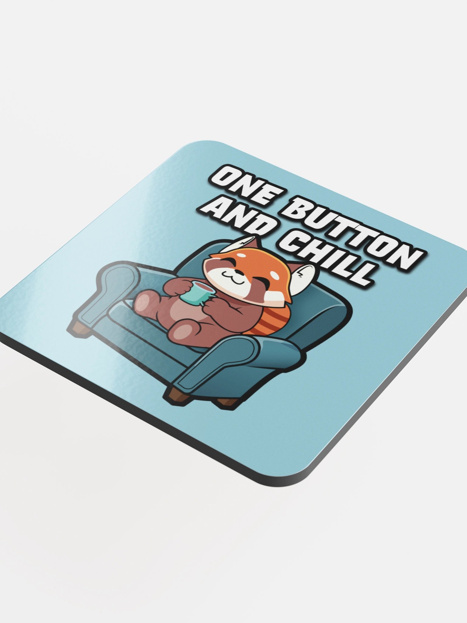 One Button and Chill - Glossed Cork Coaster product image (4)