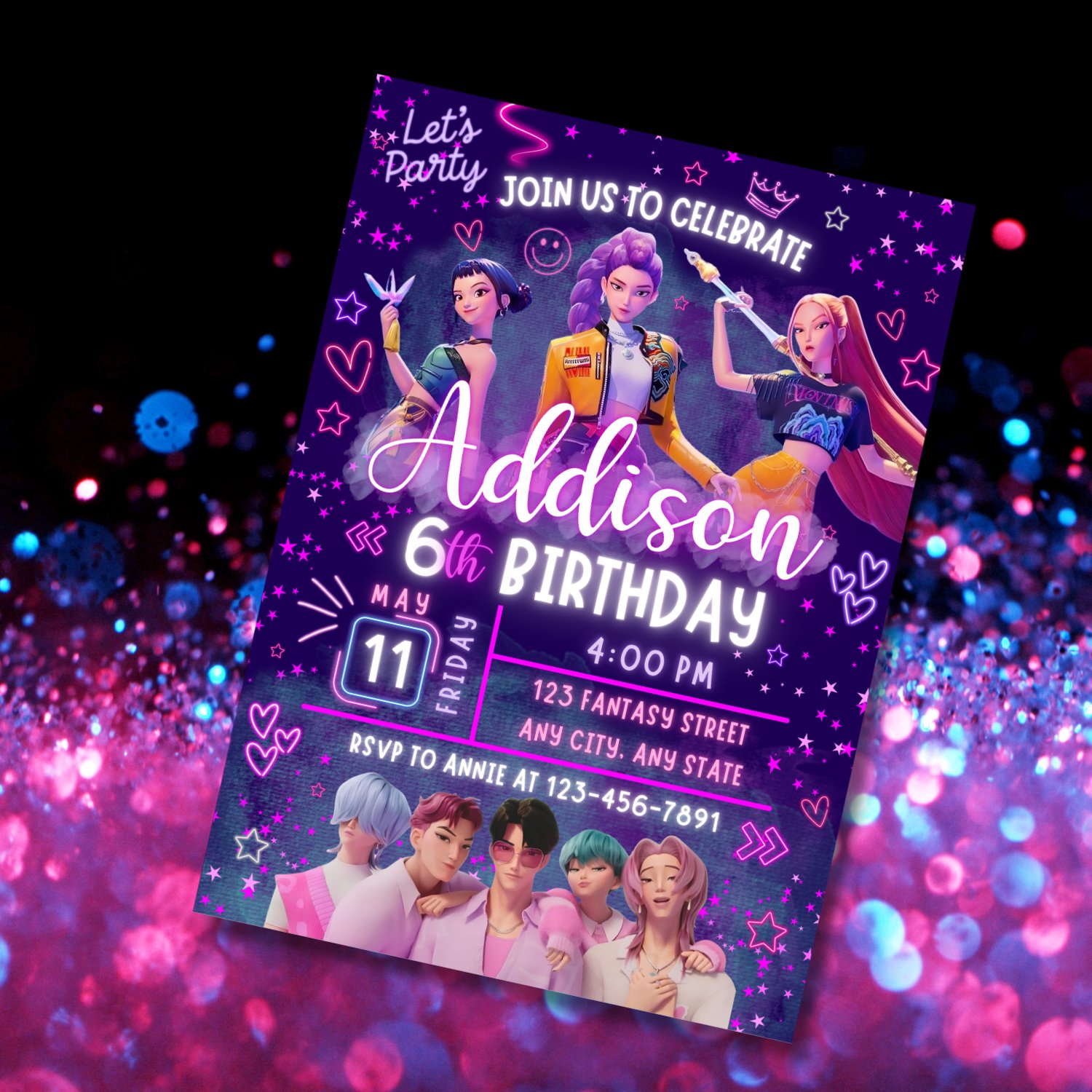 KPOP Demon Hunters Birthday Invitation product image (3)