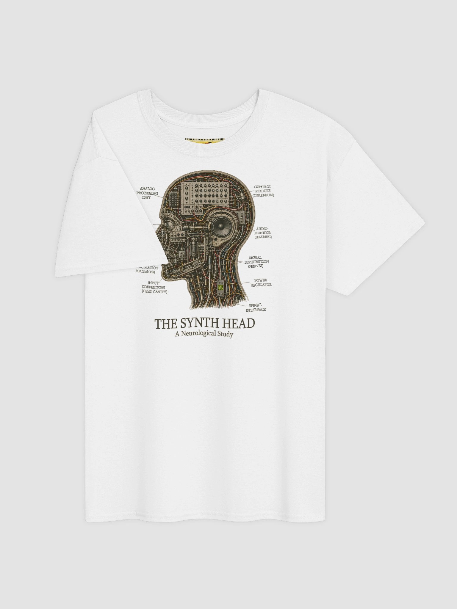 THE SYNTH HEAD a Neurological Study, by Frank Fonik (tb-3-0-3 tribute), Techno EDM, Unisex t-shirt product image (3)