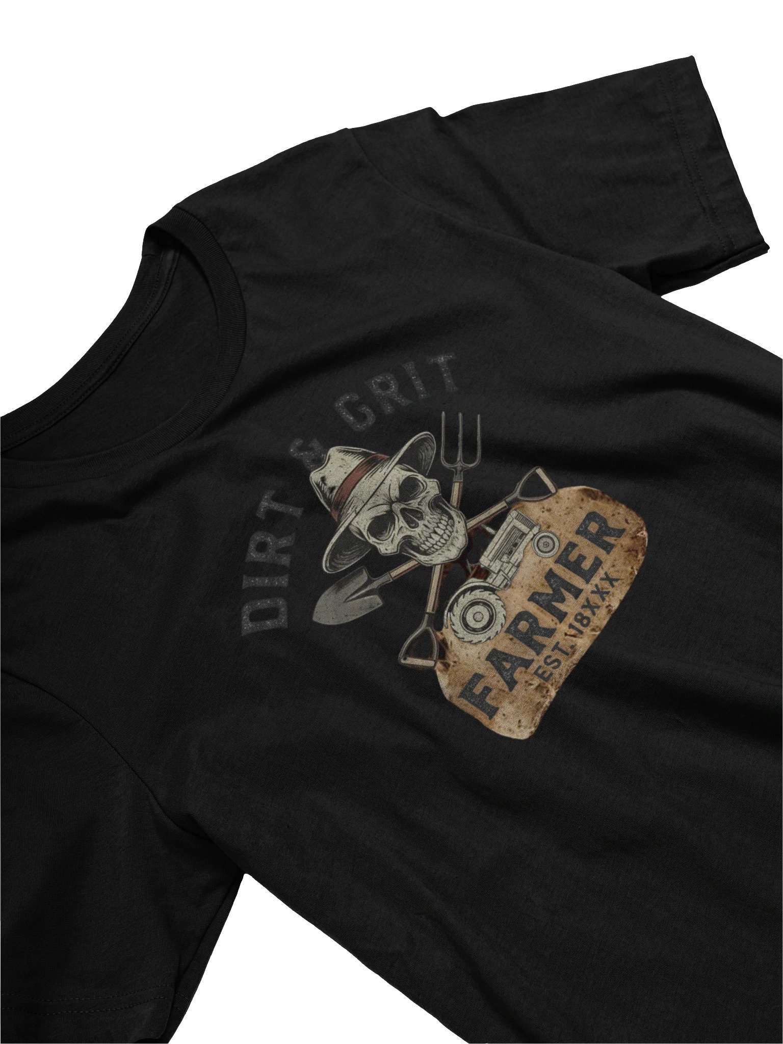 Rustic Dirt & Grit Farmer Skull T-Shirt product image (13)