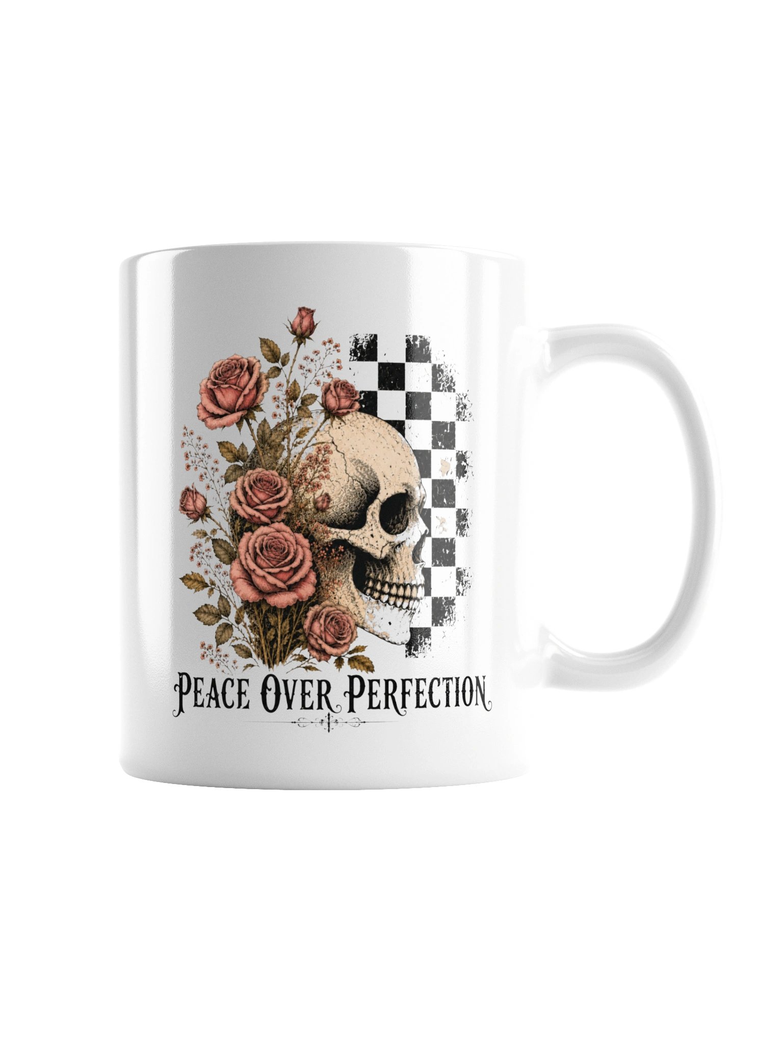 Peace Over Perfection | Vintage Floral Skull Ceramic Mug product image (7)