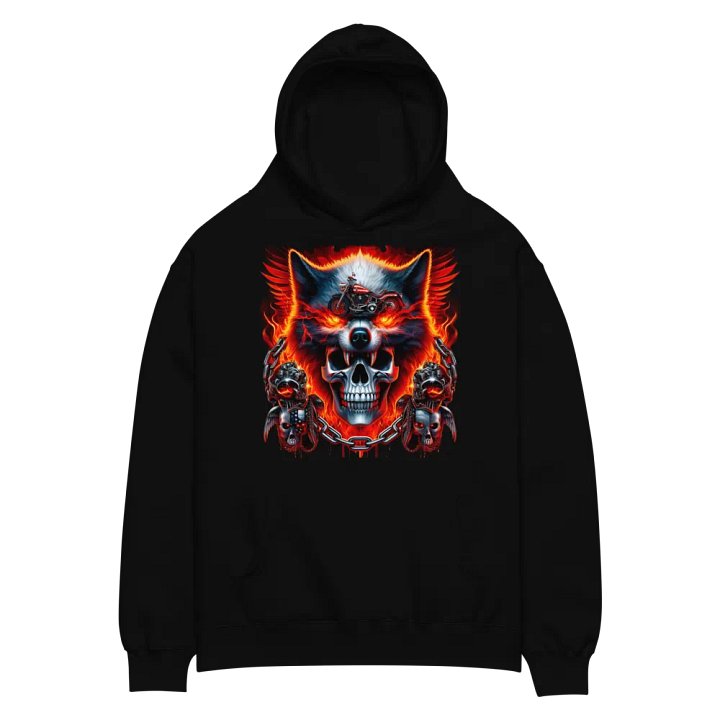 Rebellious Wolf Skull Oversized Hoodie #18 product image (2)