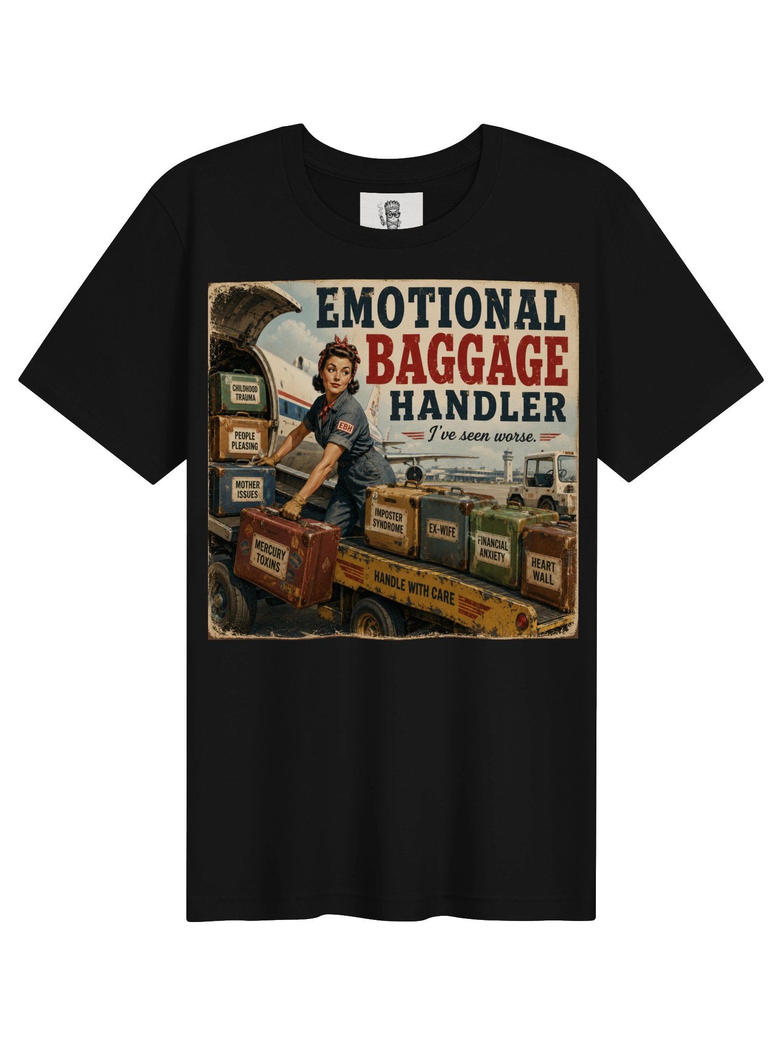 Emotional Baggage Handler – I've Seen Worse Vintage Retro T-Shirt product image (1)