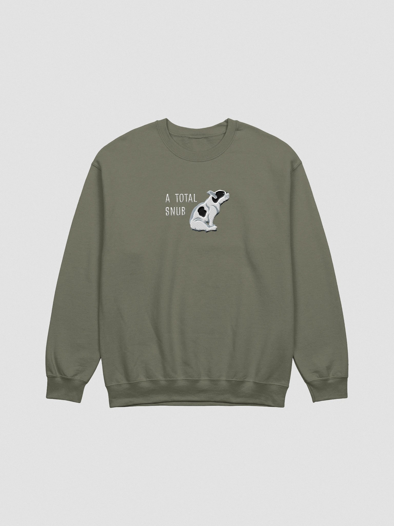 A Total Snub Sweatshirt (Embroidered) of a French Bulldog(Pied Black) product image (4)