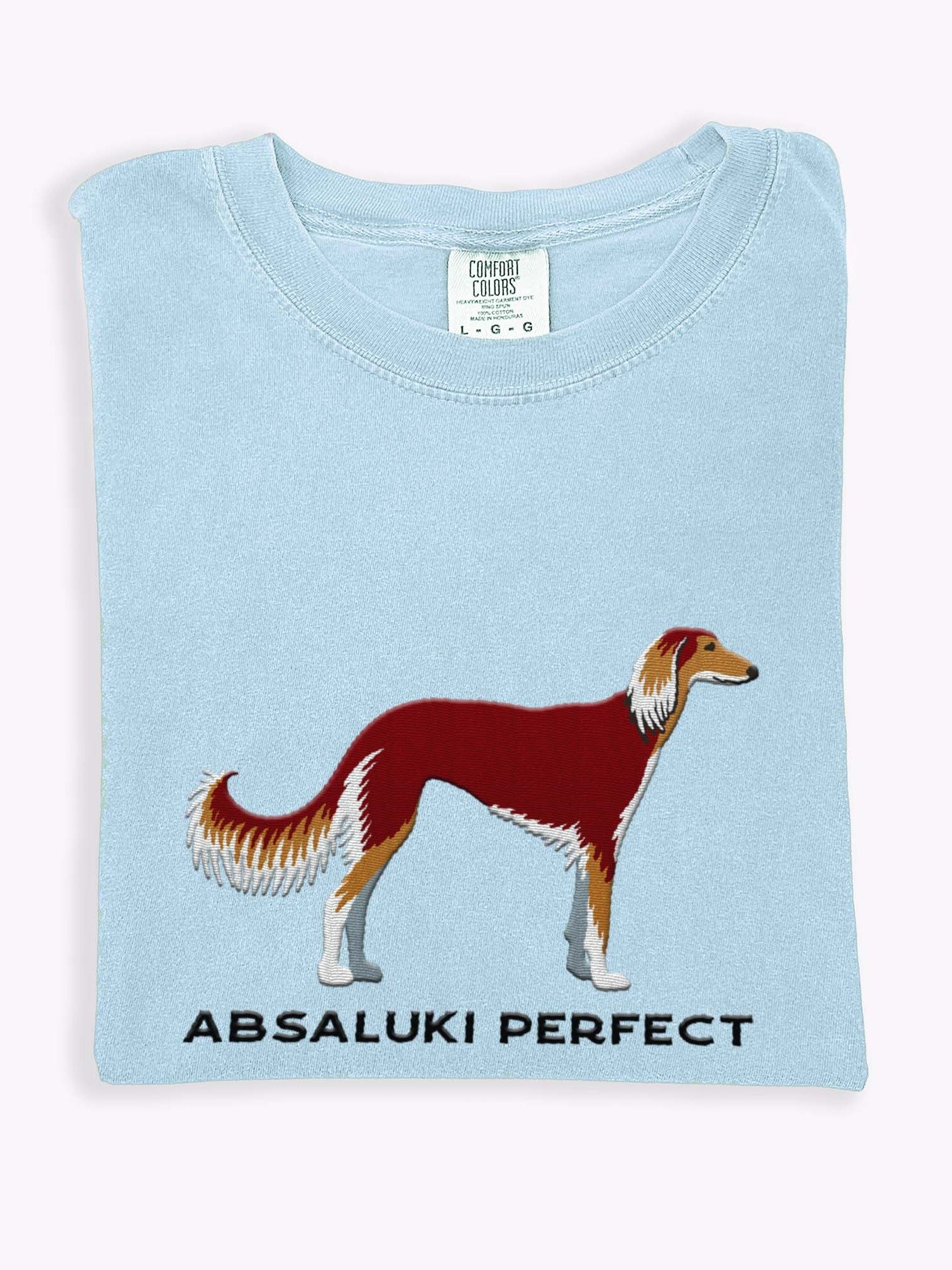 Absaluki Perfect T-Shirt(Embroidered) of a Saluki(Red Tricolor) product image (1)