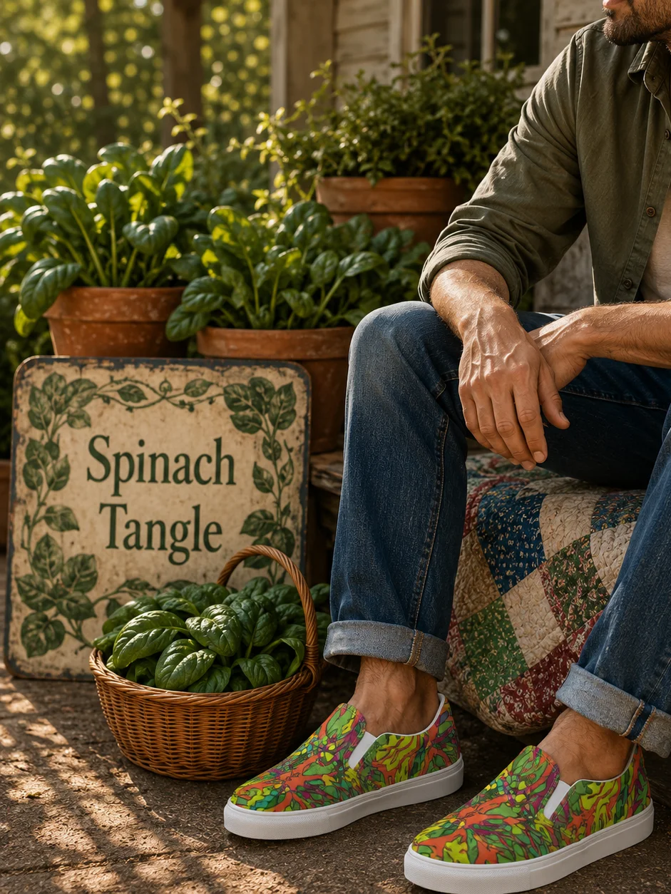 Spinach Tangle – Men's Slip-On Canvas Shoes product image (1)