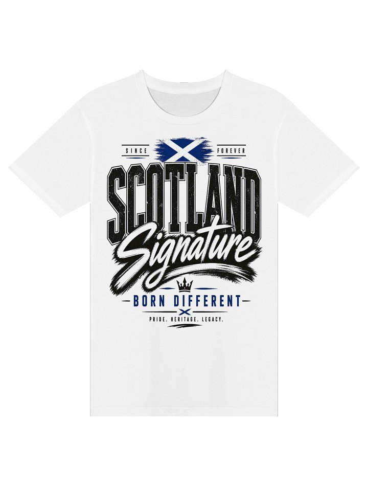 Scotland Signature T Shirt, "Born Different" Scottish Streetwear - Graphic White Unisex Tee product image (1)
