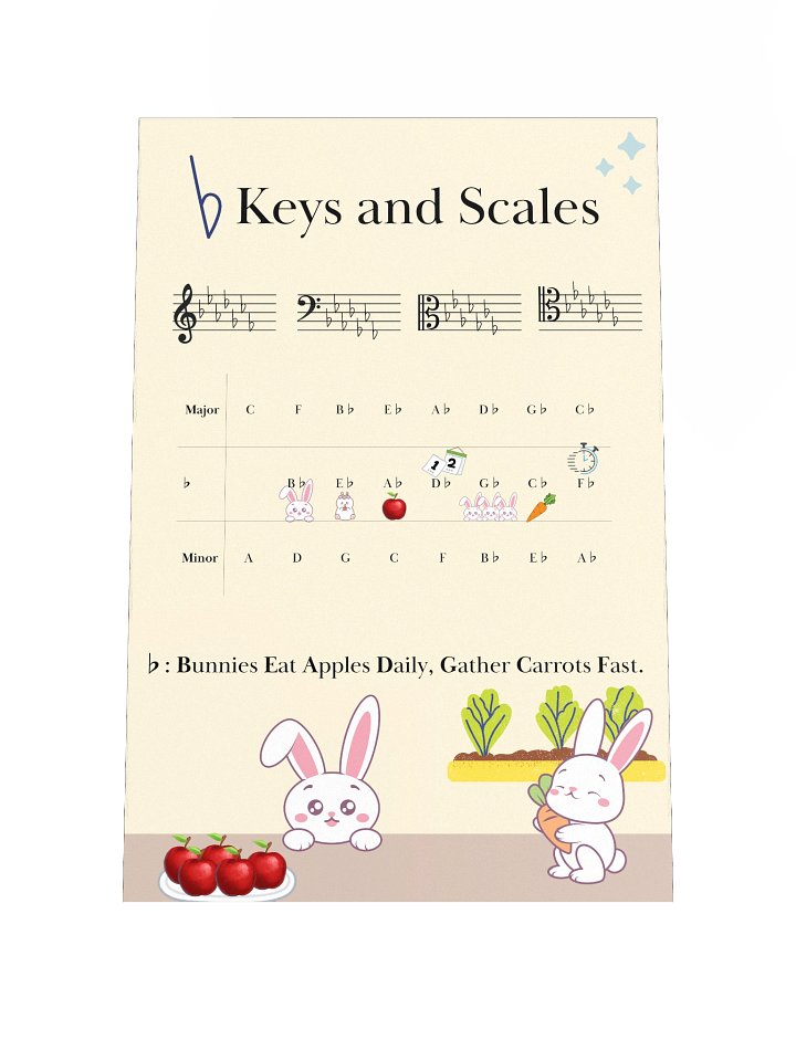 Key Signature of Major and Minor Keys with Flats -- Music Educational Poster product image (1)
