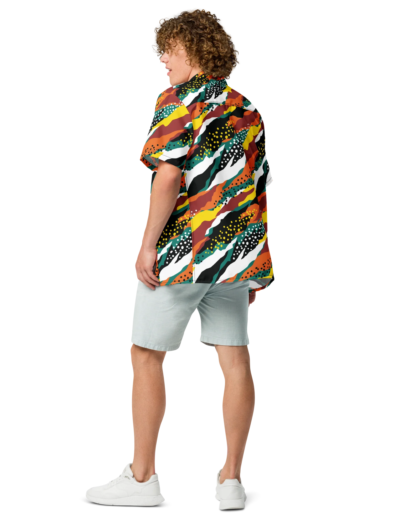 Terracotta & Teal Abstract Safari Pattern | Vibrant All-Over Print Unisex Button Shirt product image (4)