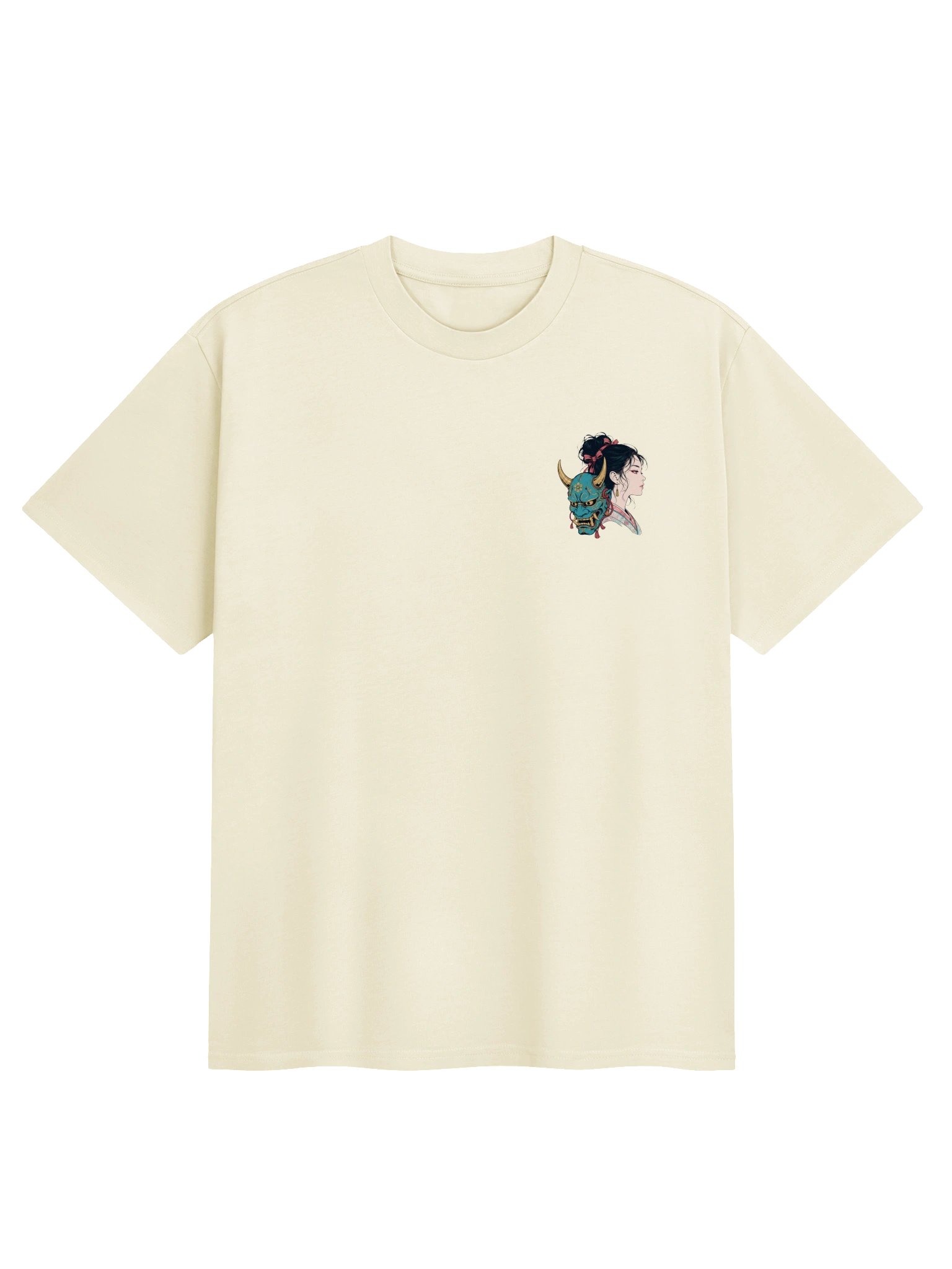 Japanse Oni-masker & Geisha – Premium Ukiyo-e Graphic T-Shirt product image (3)