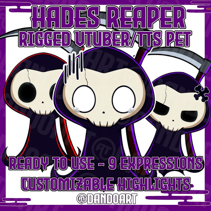 Hades Grim Reaper Rigged Live2DVtuber or TTS Pet for Vtube Studio product image (1)