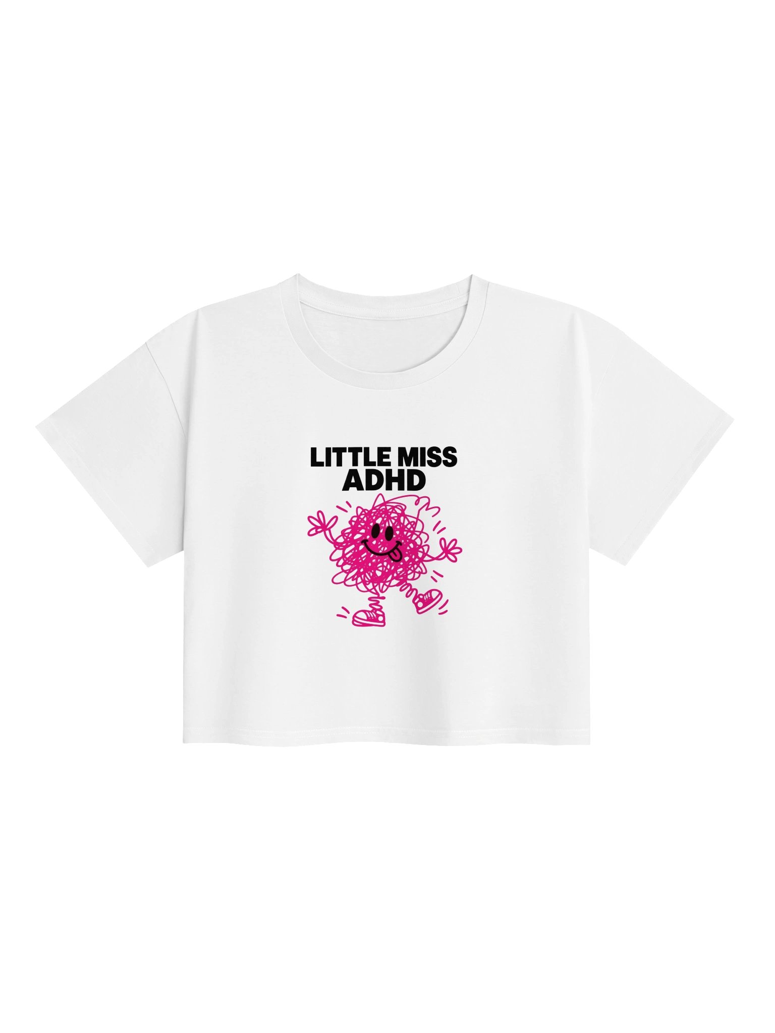 Little Miss ADHD- White crop Tee style2 product image (1)