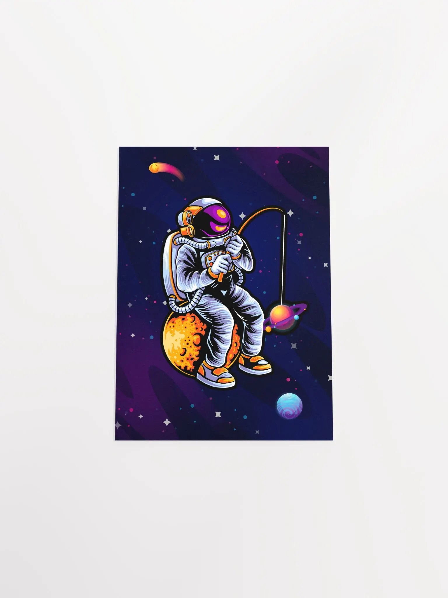 Astronaut fishing a stars — space poster, synthwave space, neon space, aesthetic poster product image (9)