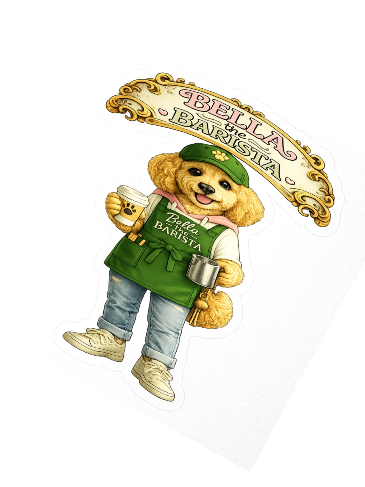 Bella the Barista Dog Kiss Cut Sticker product image (2)