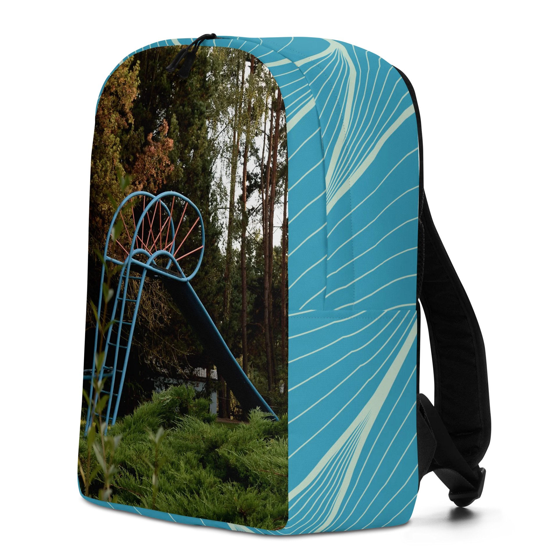 Design-backpack - Abandoned, nostalgic playground in the woods (Blue Design) product image (4)