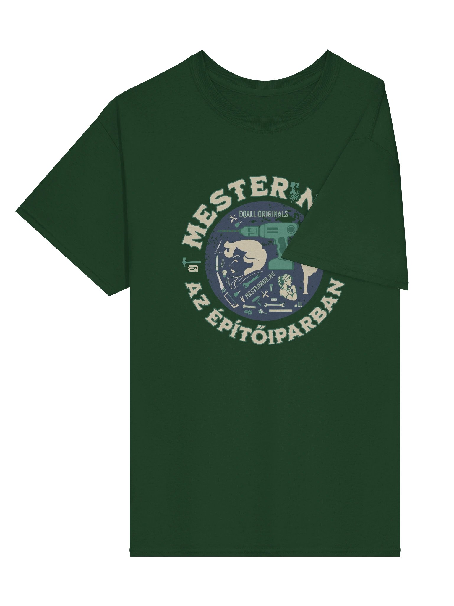 Mesternők Retro Vibe_Unisex 100% Pamut Gildan Dizájn_EQALL.hu® Originals_Kék / Zöld product image (5)