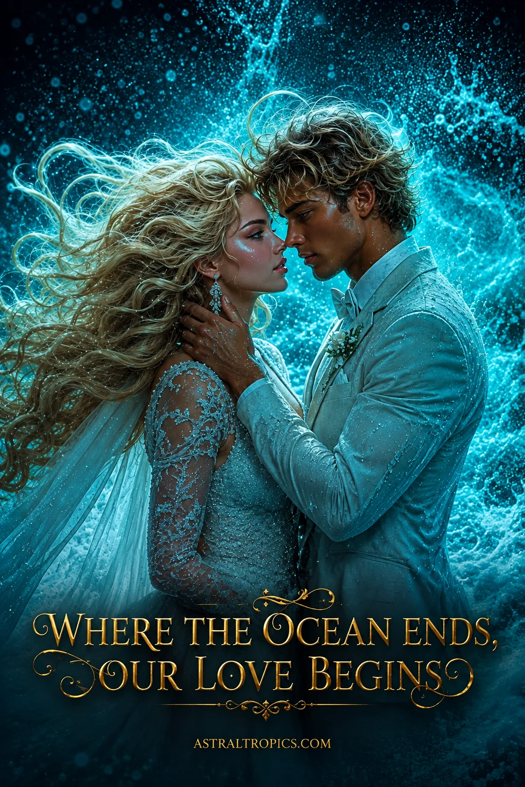 Where the Ocean Ends Our Love Begins Romantic Ocean Couple Wedding Fantasy Art Gift product image (1)