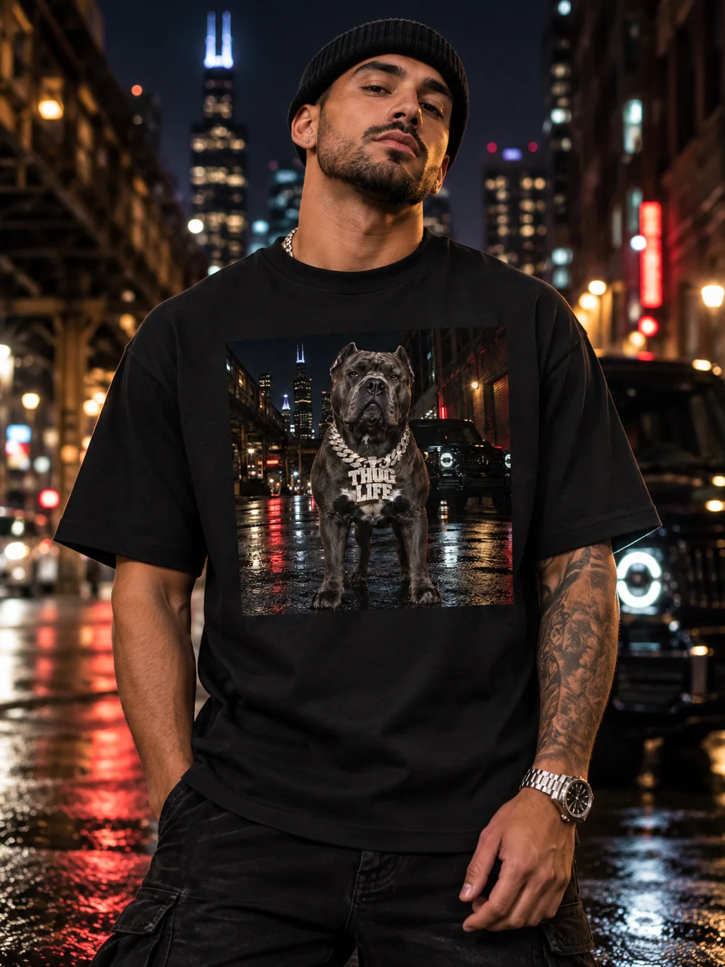 Cane Corso Dog T-Shirt | Thug Life Graphic Tee | Streetwear Dog Shirt | Urban Dog Lover Tee product image (1)