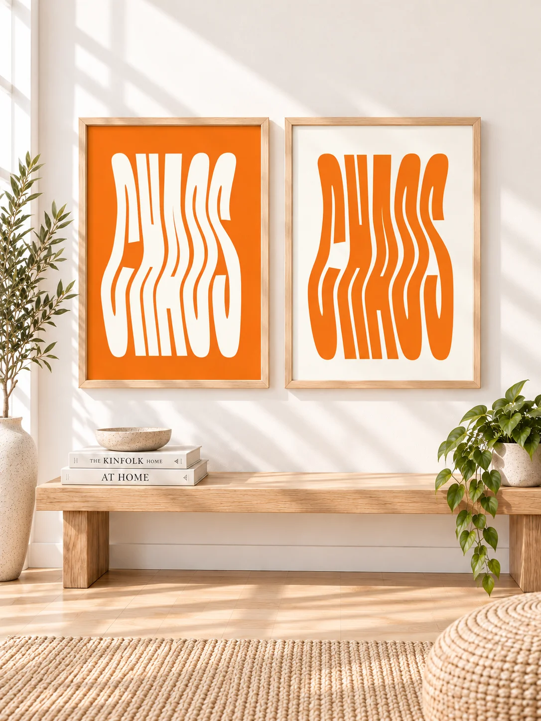 Chaos Poster Orange Wavy Typography Retro Wall Art Psychedelic Printable Digital Download Groovy Mid Century Decor product image (1)