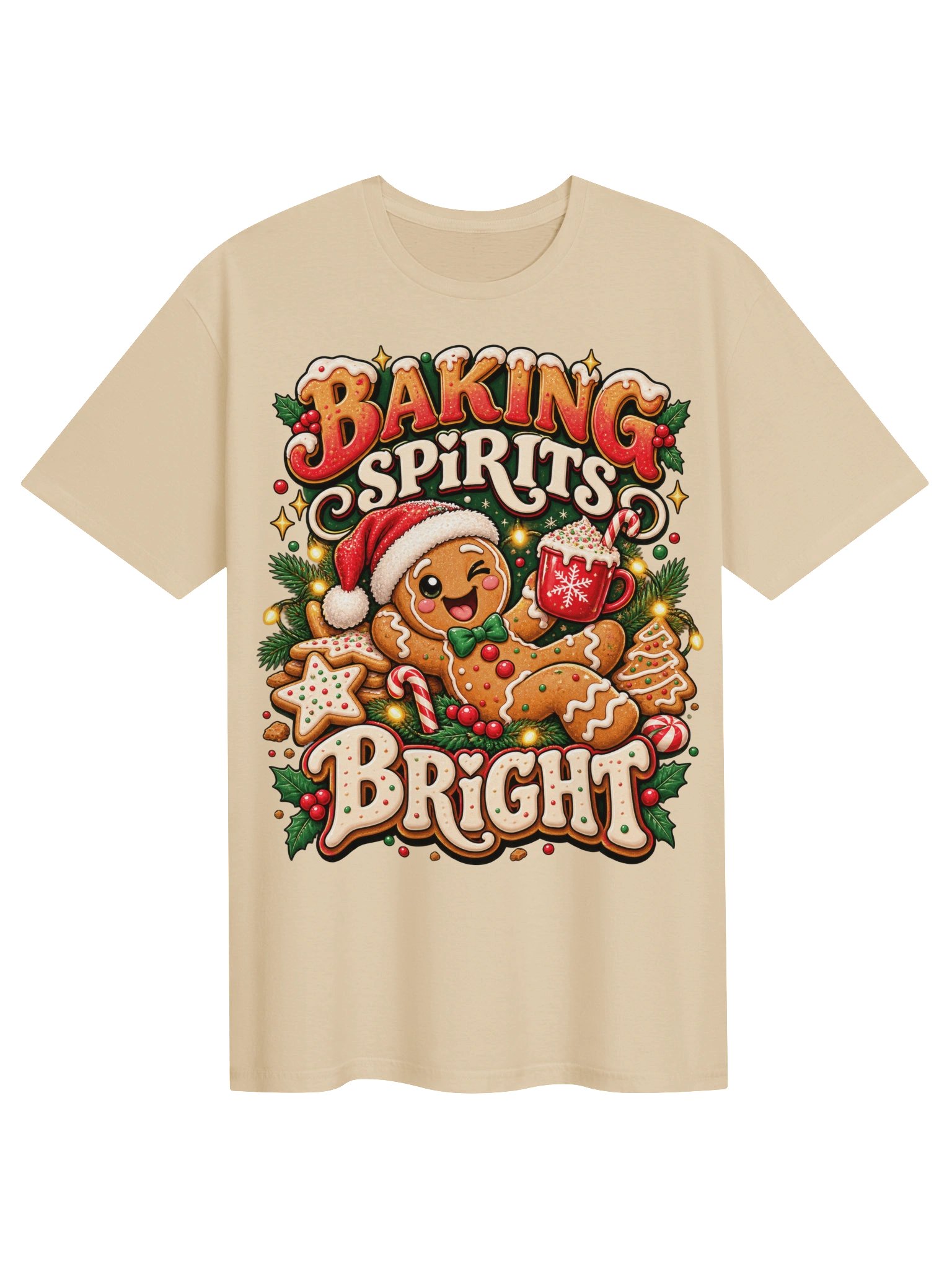 Funny Gingerbread Christmas T-Shirt – Baking Spirits Bright | Holiday Baking Gift product image (1)
