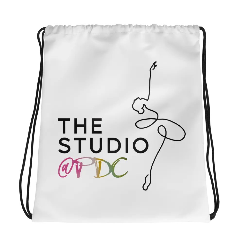 Drawstring Dance Bag | White with Studio Logo product image (1)