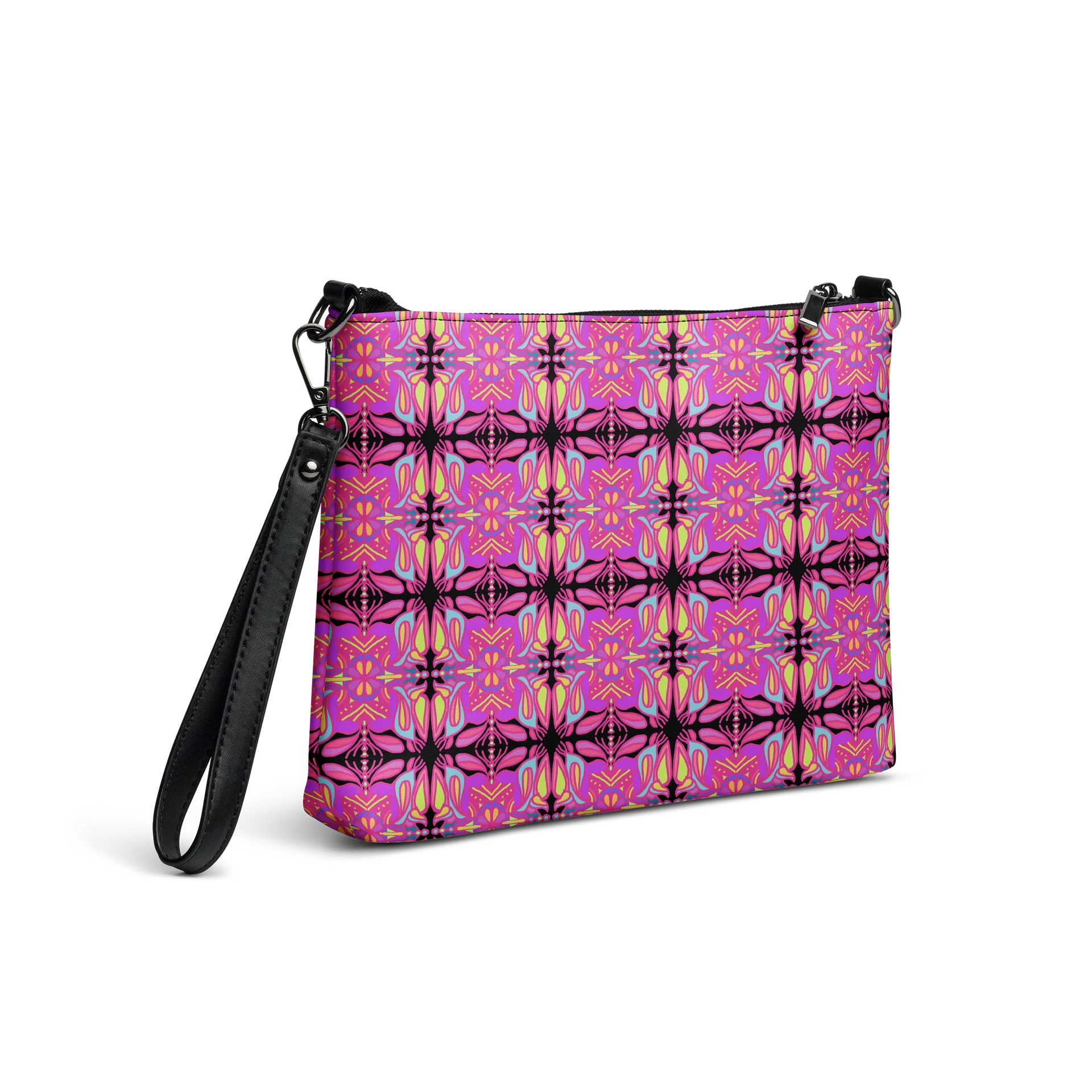 Mellow Magenta Faux Leather Crossbody Bag (Black) product image (7)