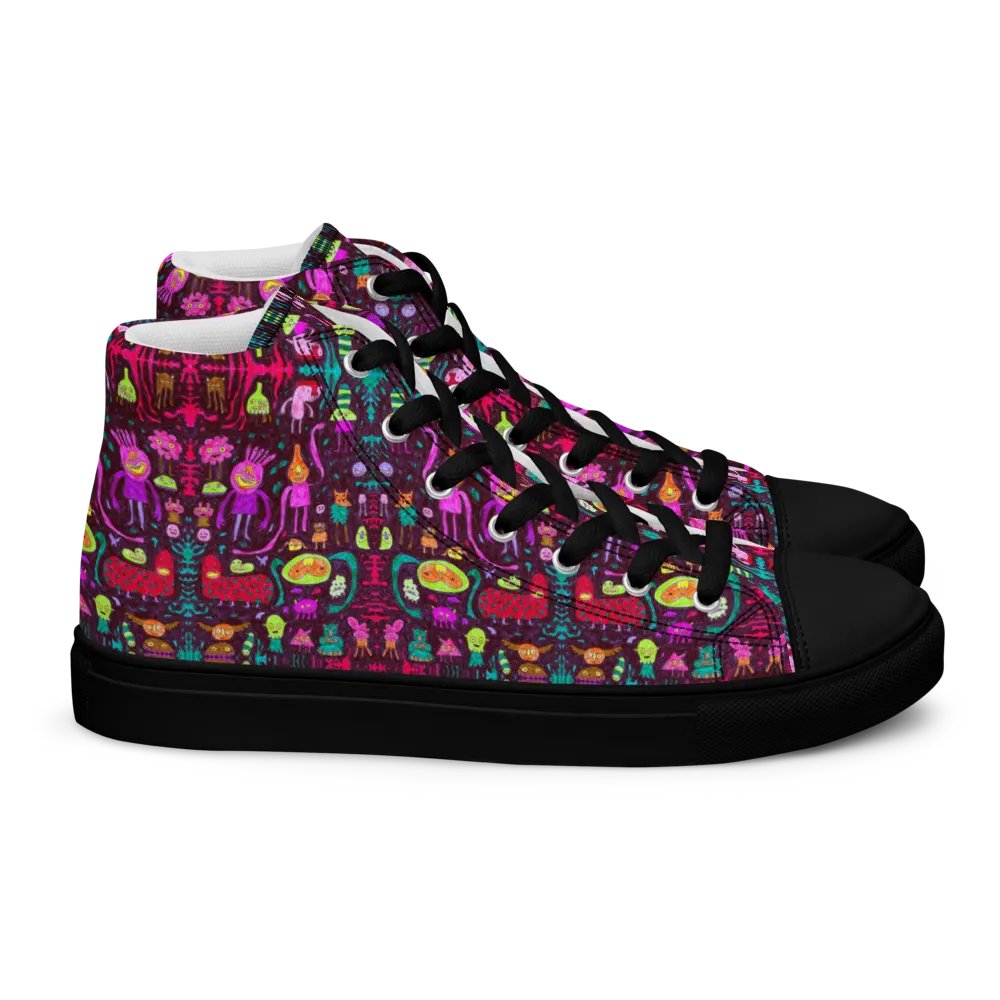 Abstract Darker Doodle Creatures Ladies High Top Canvas Shoes product image (6)