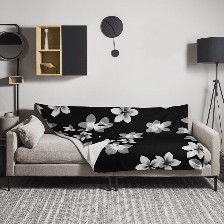 Volcanic Ash Caribbean Flower Print | Hypoallergenic Throw Blanket product image (1)